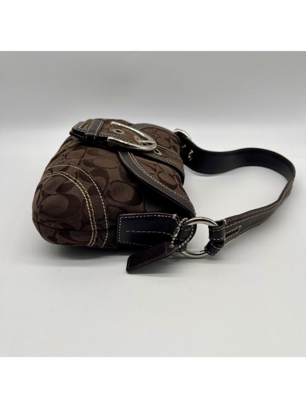 Coach Brown Signature Canvas Soho Buckle Flap Bag - Picture 4 of 13